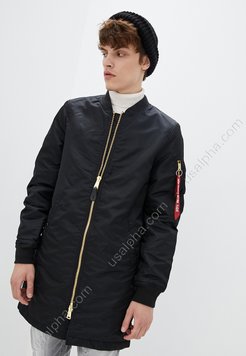 Куртка Alpha Industries MA-1 Long Чорна 28367 фото