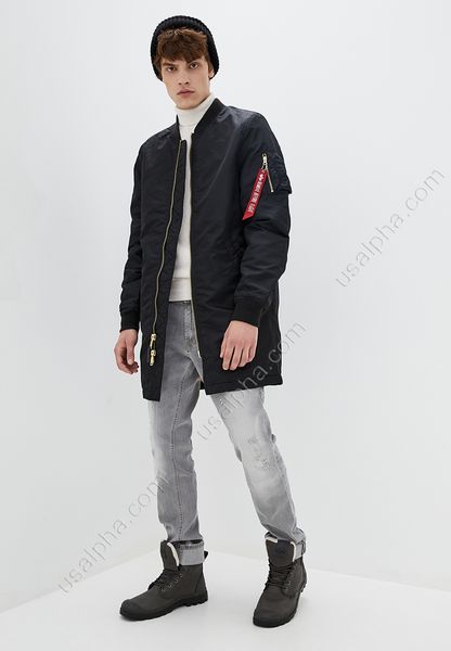 Куртка Alpha Industries MA-1 Long Чорна 28367 фото