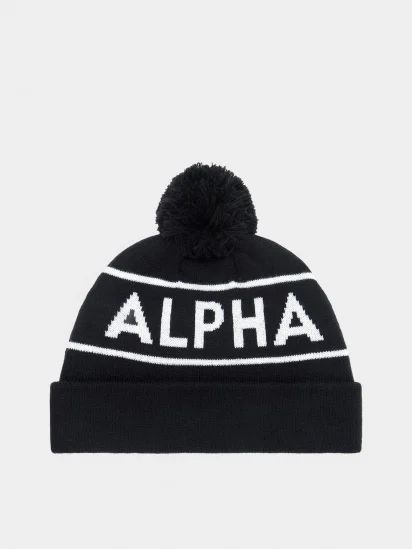 Шапка Alpha Industries Шапка Essential Pom Beanie Чорна 123259 фото