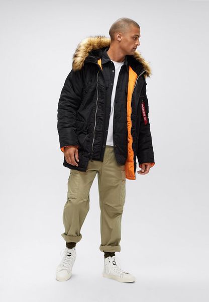 Куртка Alpha Industries N-3b Slim Fit Parka Чорна 27748 фото