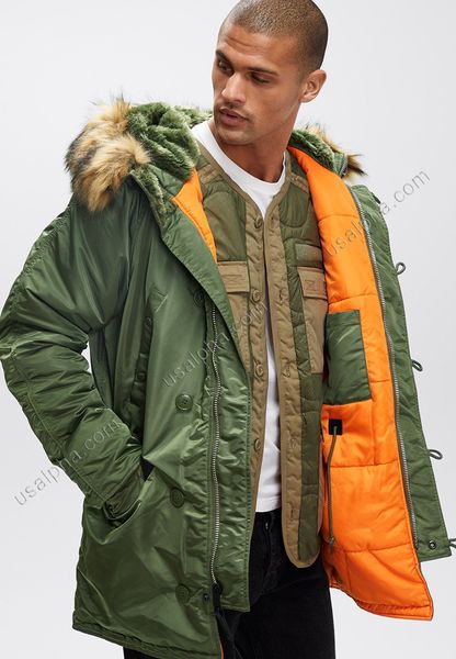 Куртка Alpha Industries N-3b Slim Fit Parka Зелена 27749 фото