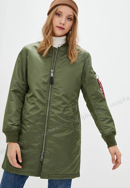 Куртка Alpha Industries MA-1 Long W Зелена 28815 фото