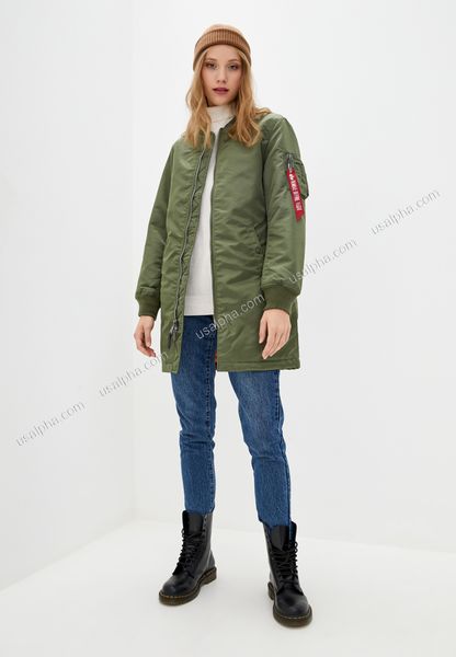 Куртка Alpha Industries MA-1 Long W Зелена 28815 фото