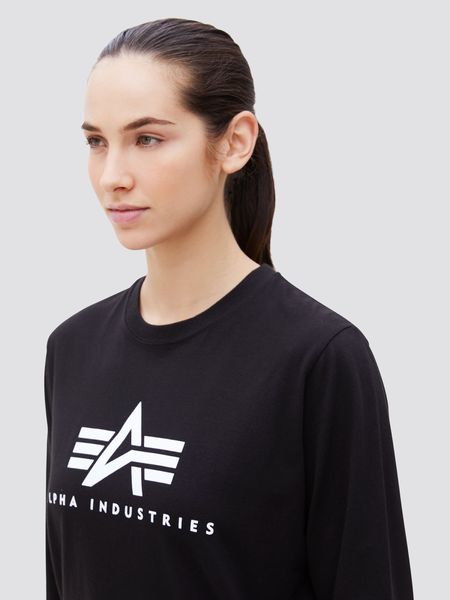 Світшот (кофта) Alpha Industries BASIC LOGO LONG SLEEVE TEE Чорна 28980 фото