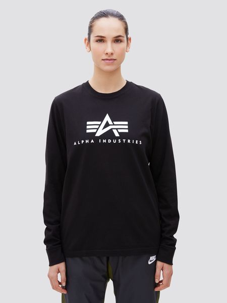 Світшот (кофта) Alpha Industries BASIC LOGO LONG SLEEVE TEE Чорна 28980 фото