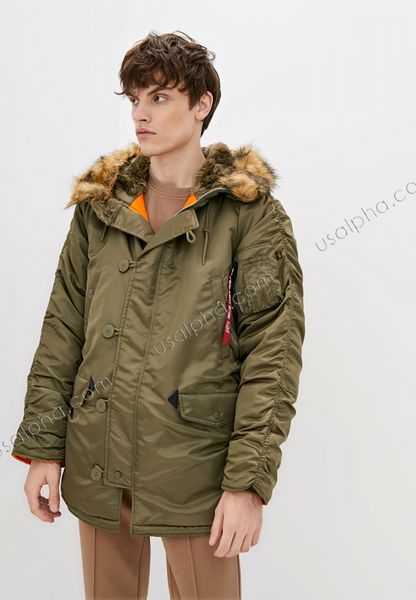 Куртка Alpha Industries N-3b Slim Fit Parka Зелена 27812 фото