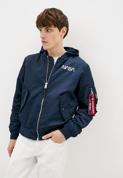 Куртка (бомбер) Airboss MA-1 Hooded NASA Синя 28680 фото