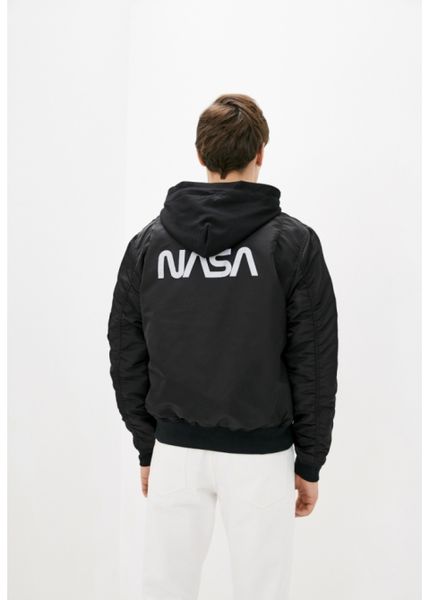 Куртка (бомбер) Airboss MA-1 Hooded NASA Чорна 28686 фото