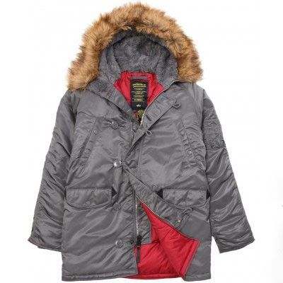 Куртка Alpha Industries N-3b Slim Fit Parka Сіра 27782 фото