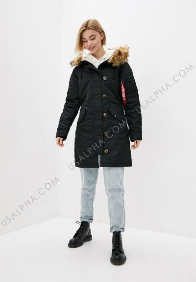 Жіноча зимова куртка N-3b Alpha Industries Elyse Parka Чорна 28825 фото