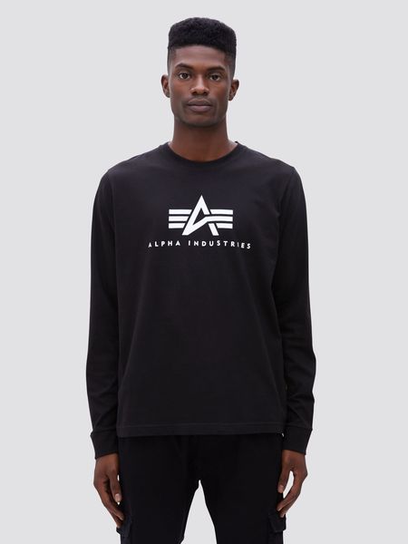 Світшот (кофта) Alpha Industries BASIC LOGO LONG SLEEVE TEE Чорна 28976 фото